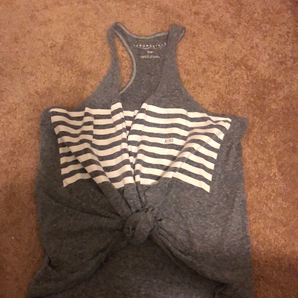 Grey and white striped tank top